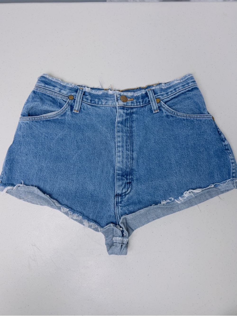 Womens Denim Wrangler Shorts size 28 Cute Dark Wash Western